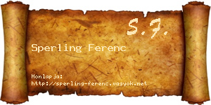Sperling Ferenc névjegykártya